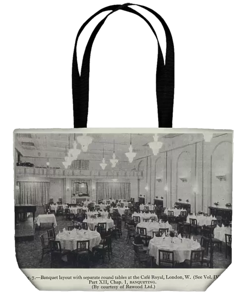Banquet layout with separate round tables at the Cafe Royal, London, W (b  /  w photo)