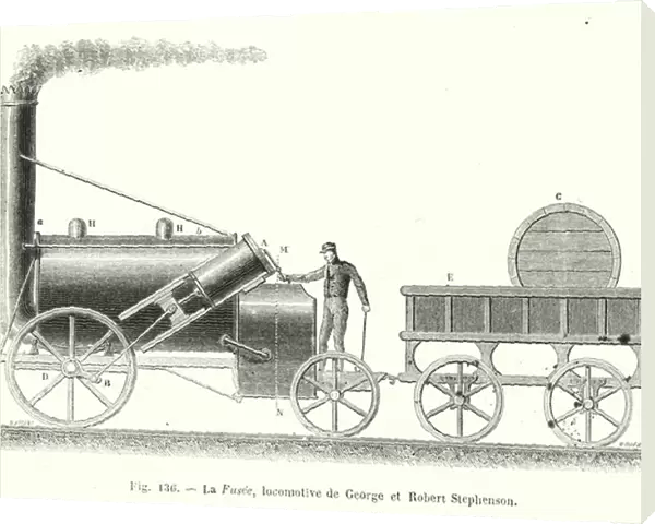 La Fusee, locomotive de George et Robert Stephenson (engraving)