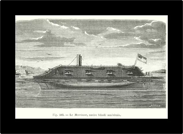 Le Merrimac, navire blinde americain (engraving)