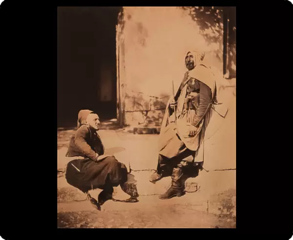 Full-Length Portrait of Seated Zouave, and Standing Spahi Officer, Portrait, Crimean War