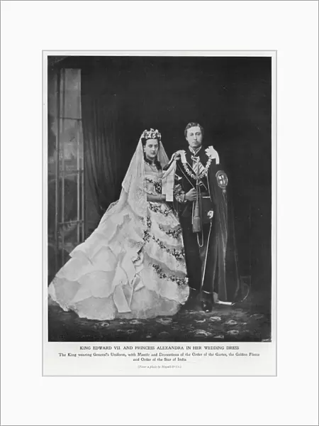 King Edward VII and Princess Alexandra on their wedding day at Windsor Castle, 10 March 1863 (b  /  w photo)