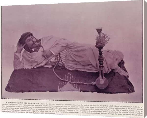 Chicago Worlds Fair, 1893: A Persian taking his Comforter (b  /  w photo)