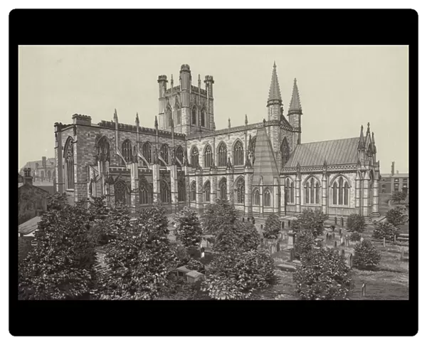 Chester: The Cathedral, from City Walls (litho)