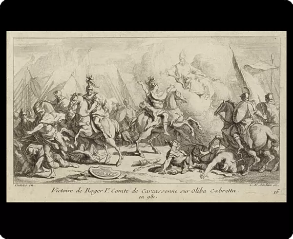 Victory of Roger I, Count of Carcassonne, over Oliba Cabreta, 981 (engraving)
