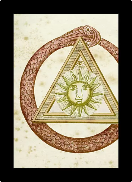 Ouroboros, delta, and the divine eye with the sun, from The Kneph