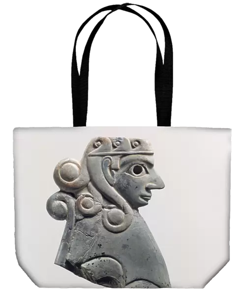 Furniture plaque: female sphinx with Hathor-style curls, c