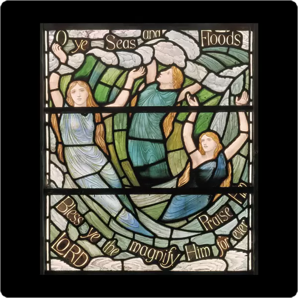 O Ye Seas & Floods, Benedicite Window detail, c. 1895 (stained glass)