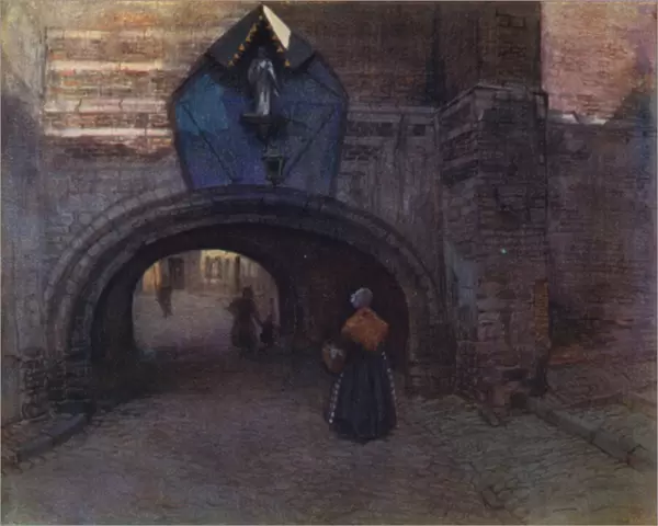 Archway under the Vieille Boucherie, Antwerp (colour litho)