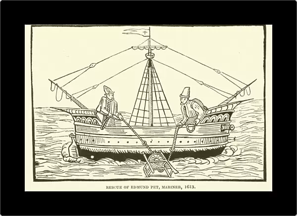 Rescue of Edmund Pet, mariner, 1613 (engraving)