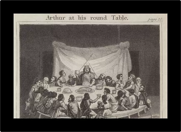 Arthur at his round Table (engraving)