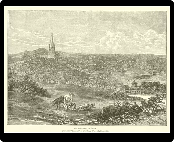 Birmingham in 1640, from the 'Prospect'in Dugdales Warwickshire, 1656 (engraving)