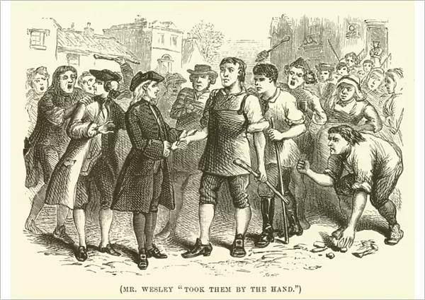 Mr Wesley 'took them by the hand'(engraving)
