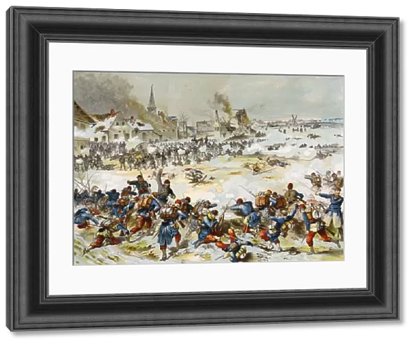 Battle of Bapaume, Franco-Prussian war, 3 January 1870 (chromolitho)