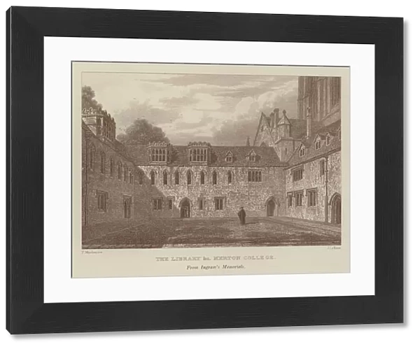 The Library, etc, Merton College (engraving)