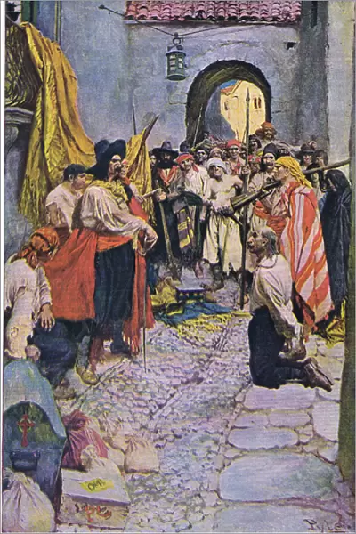 Extorting tribute from the citizens, from Howard Pyle