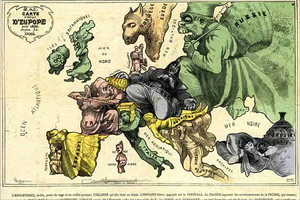 Drolatic map of Europe for 1870 (litho)
