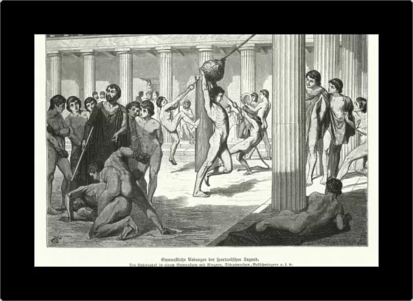 Spartan youths performing gymnastic exercises, Ancient Greece (engraving)