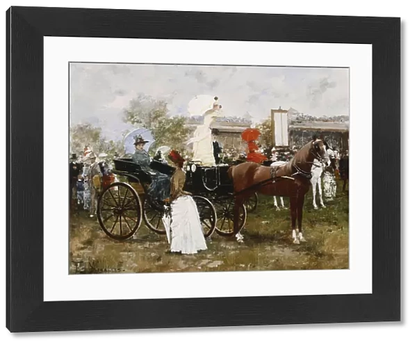 At the Races, (oil on canvas)