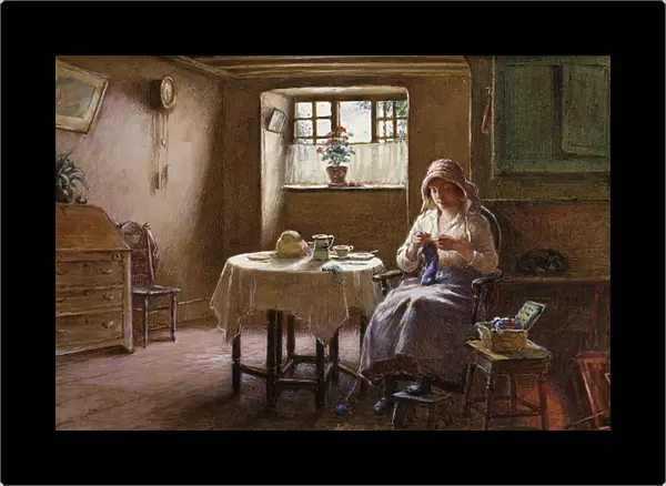 A Fishermans Wife - Fifeshire Interior, (watercolour heightened with white)