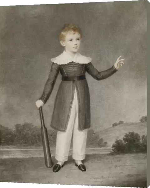Portrait of Edward Currie Holding a Cricket Bat, 1830 (pencil and watercolour)