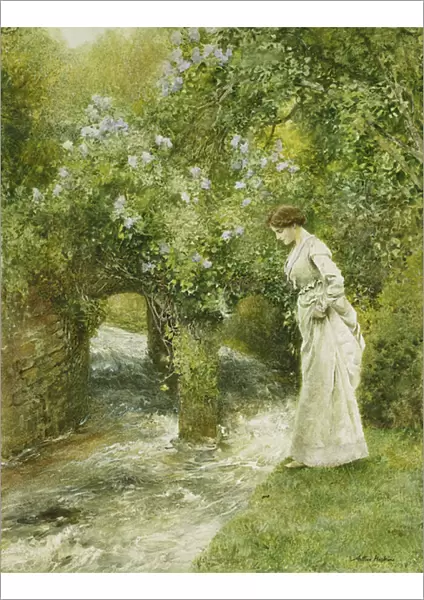 The Mill Stream in Spring, (watercolour heightened with white)
