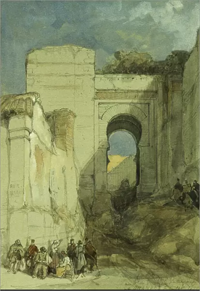 An Old Moorish Gateway, Granada, 1883 (pencil and watercolour with white heightening)