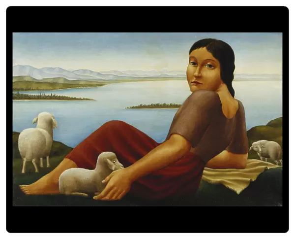 Girl with Sheep; Madchen mit Schafen, 1923 (oil on canvas)