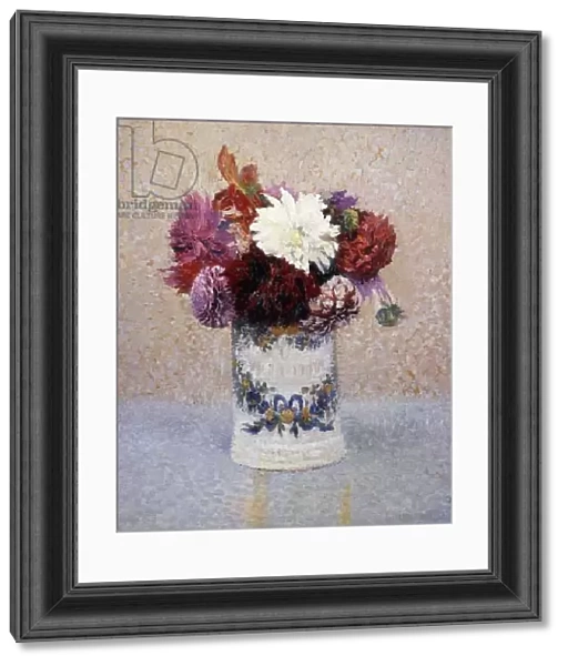 A Bouquet of Dahlias, (oil on panel)