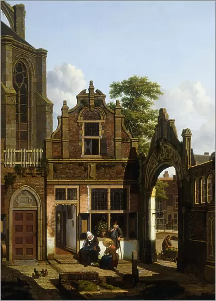 A Dutch Courtyard, 1822 (oil on panel)