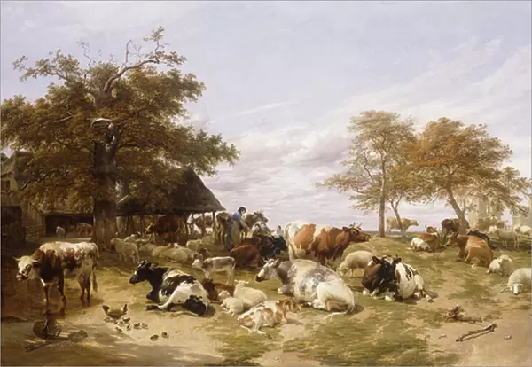 A Dairy Farm on the Marshes, East Kent, 1859 (oil on canvas)