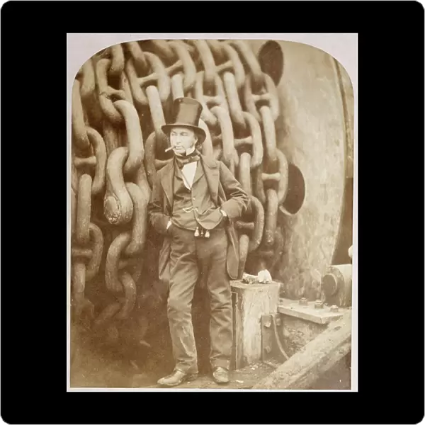 Isambard Kingdom Brunel at Millwall, leaning against a Chain Drum