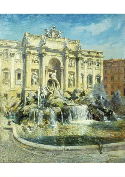 Trevi Fountain, Rome, (oil on canvas)