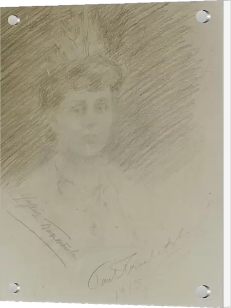 Portrait of Maria Bakhmet eva, 1915 (crayon on card)