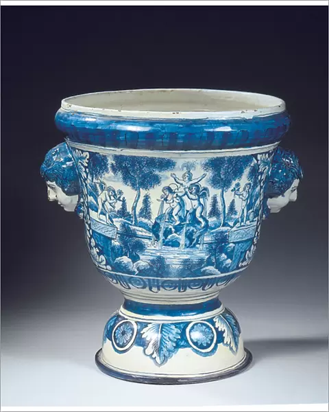 Large Delft blue and white mythological garden urn in the Baroque style, c. 1700 (ceramic)