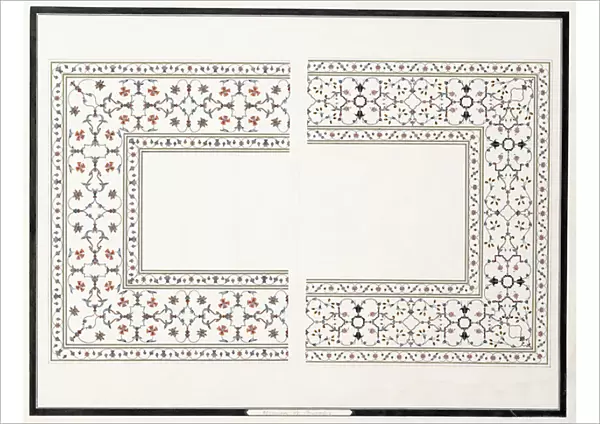 Specimens of the Mosaics, from the Tomb of the Emperor, c. 1815 (pencil, pen, ink, w  /  c)