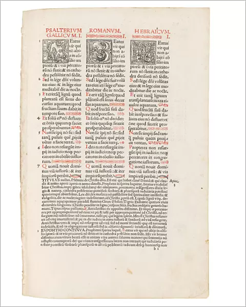 Quincuplex Psalterium, edited by Jacques Le Fevre d Etaples, Paris: Henri Estienne