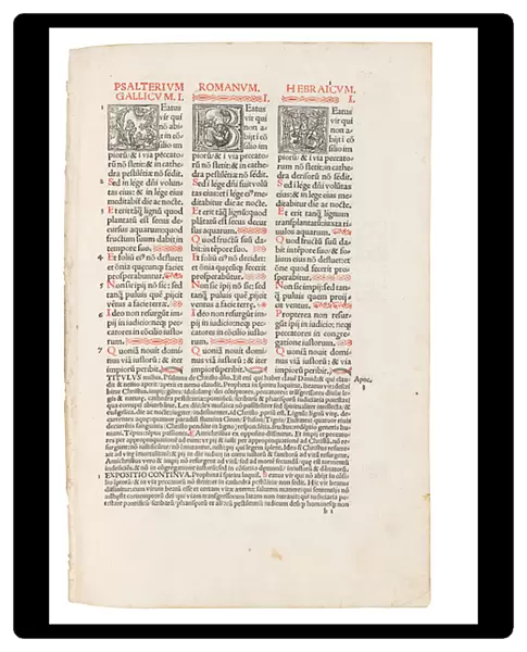 Quincuplex Psalterium, edited by Jacques Le Fevre d Etaples, Paris: Henri Estienne