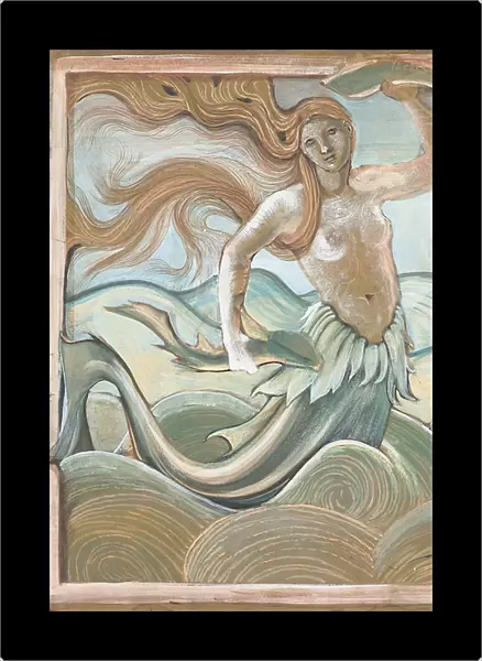 Sea Nymph, (bodycolour on brown paper)