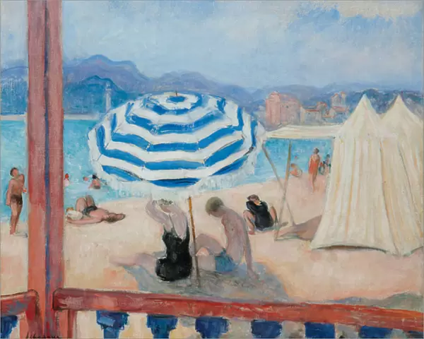 Cannes, Blue Parasol and Tents; Cannes, Parasol Bleu et Tentes, (oil on canvas)