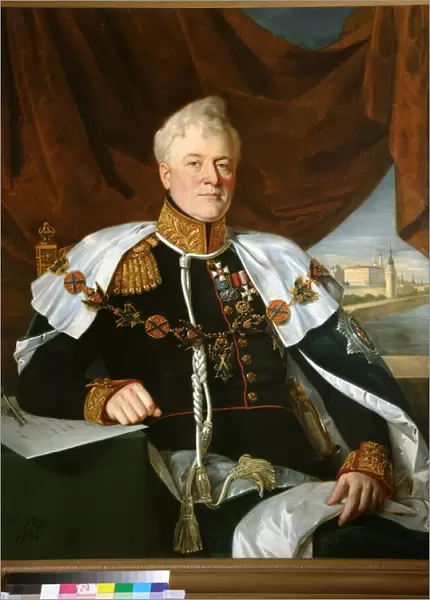 Prince Dmitri Galitzine wearing the Order of St Andrew, 1835 (oil on canvas)