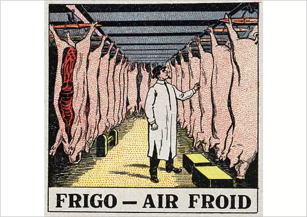 The cold industry: storage of meat in refrigerators. Anonymous illustration from 1925