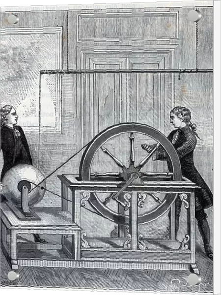 Electric machine (Generator) by Francis Hauksbee (1666-1713) perfected by Boze l