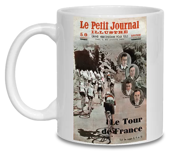 The riders of the Tour de France with portraits of Edgard De Caluwe, Giuseppe Martano