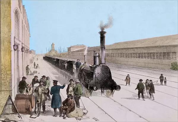 Arrival of the Paris Orleans Line freight train - Engraving of the 19th century - Privee