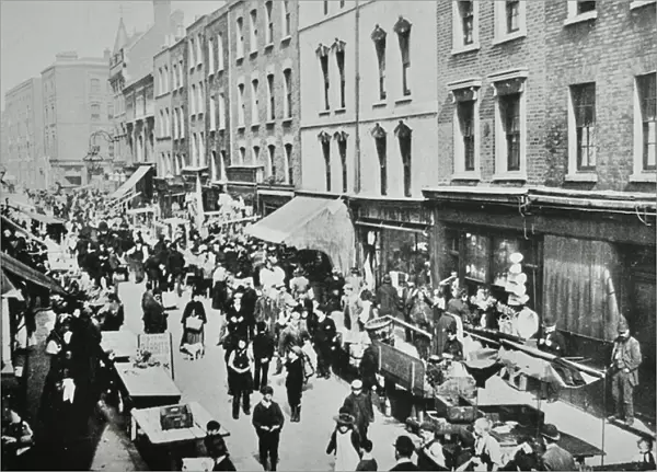 Brick Lane Market, Brick Lane: general view, 1895 (b  /  w photo)