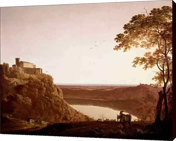 View of Lake Nemi at dusk Painting by Joseph Wright dit Wright of Derby (1734-1797)
