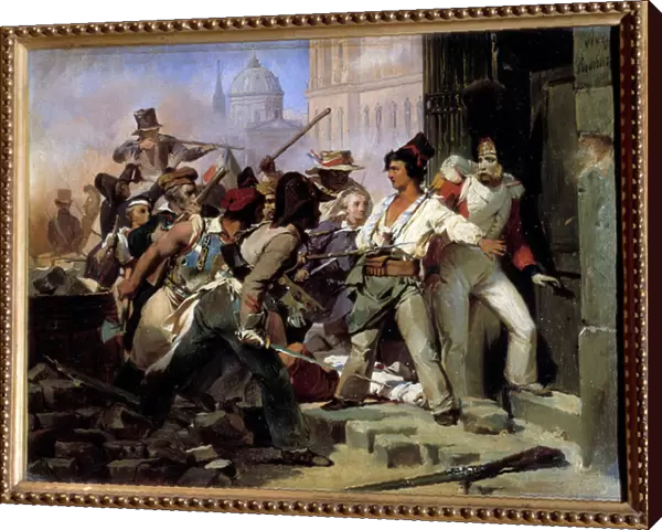 Episode of the Revolution of 1830 in Paris Painting by Leon Cogniet (1794-1880