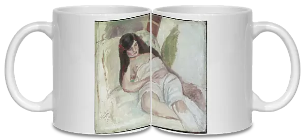 Woman lying (with the inscription Vive Elvire). (oil on wood, 20th century)
