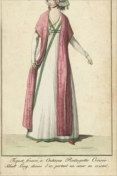 Woman in the fashion of the Directoire, 1797 (handcoloured copperplate engraving)