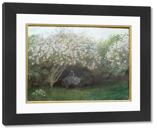 Lilac, grey weather (or The rest under the lilac)- oil on canvas, 1872-1873